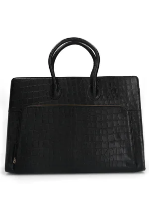 Manfield Zwarte leren croco shopper