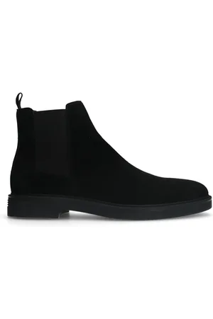Manfield Zwarte suède chelsea boots