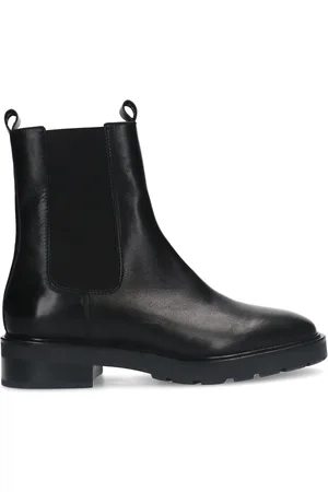 Manfield Zwarte leren chelsea boots