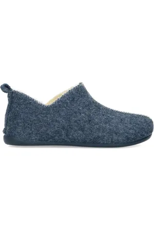Manfield Blauwe pantoffels met wol
