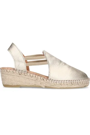 Manfield Gouden metallic leren sleehakken