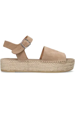 Manfield Suède sandalen met touwzool