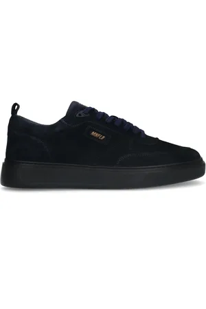 Manfield Donkerblauwe suède sneakers