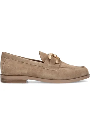 Manfield Suède loafers met vierkanten chain