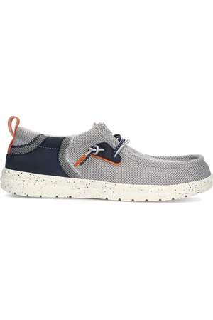 No Stress Grijze textiele veterschoenen