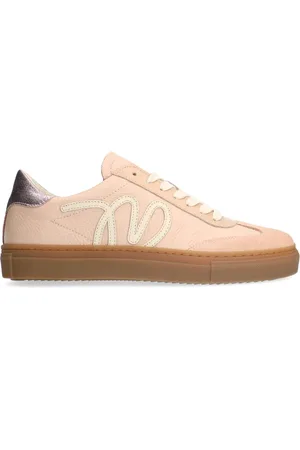 Manfield Leren sneakers met suède details
