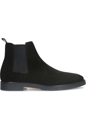 Manfield Zwarte suède chelsea boots