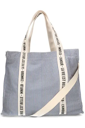 Manfield Navy gestreepte shopper