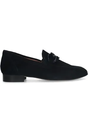 Manfield Blauwe suède loafers met chain