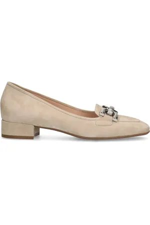Manfield Suède loafers met zilverkleurige chain