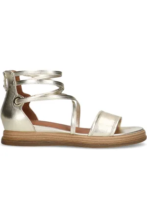 No Stress Gouden leren sandalen met bandjes