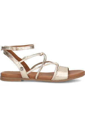No Stress Gouden leren sandalen met bandjes