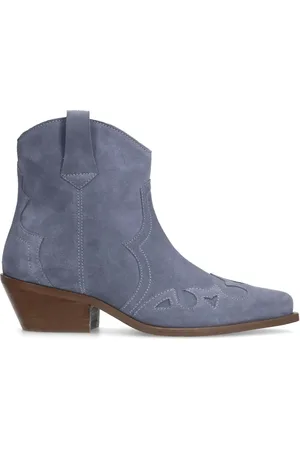 Manfield Blauwe denim cowboy laarzen
