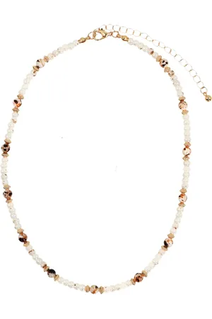 Manfield Goudkleurige ketting met witte kralen