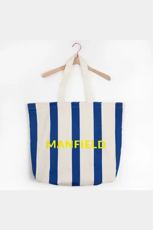 Manfield Stoffen strandtas met blauwe strepen