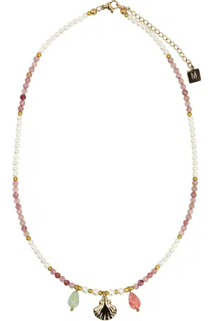 Manfield Gekleurde parelketting met schelpjes