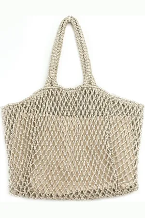 Manfield Zilveren gevlochten shopper