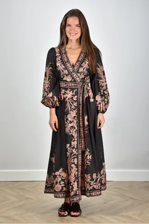 ZIMMERMANN Maxi jurk Waverly Wrap Midi met bloemenprint zwart