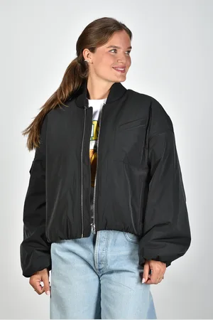 Ganni Bomber jack met ritssluiting zwart