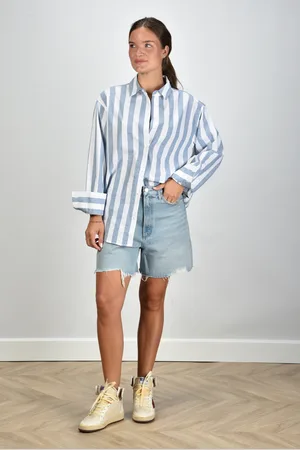 AGOLDE Halflange short Stella met rafels blauw