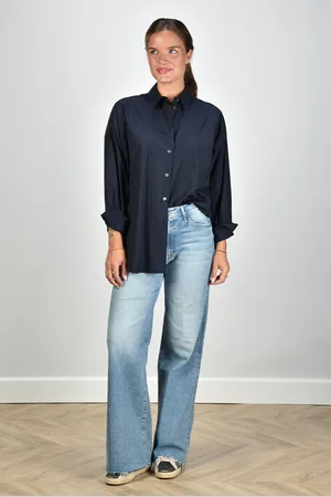 Academia Oversized katoenen blouse Giorgia blauw