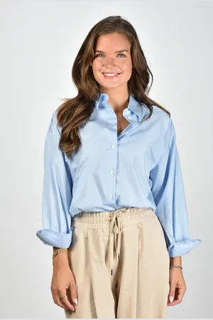 Academia Oversized katoenen blouse Giorgia blauw