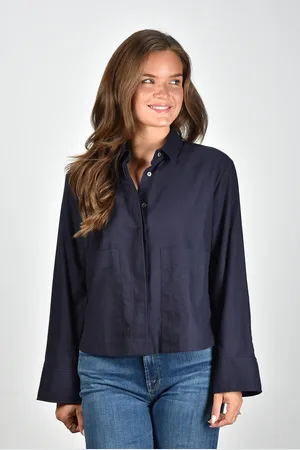 Academia Blouse Chelsea Pockets met wijde mouwen blauw