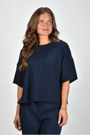 XiRENA Shirt Romeo met elleboogmouwen met ruwe rand en ruwe zoom blauw