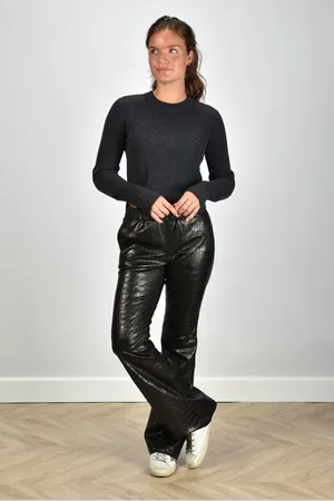 Enes Flared broek met elastische tailleband zwart