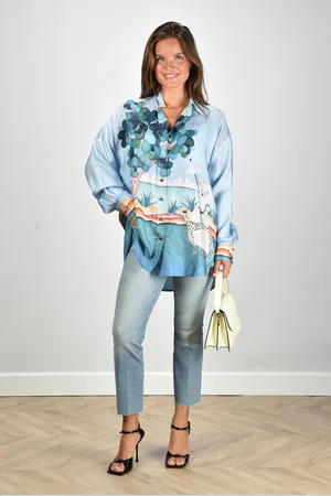ZIMMERMANN Blouse Illustration Oversized 1576TF241 madame jade blauw