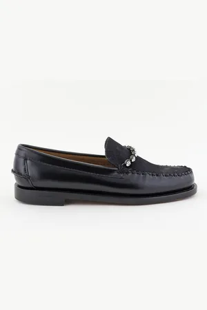 FORTE FORTE Loafers Sebago met strass ketting zwart