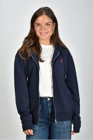 Ami Vest Ami de Coeur met rits en capuchon blauw