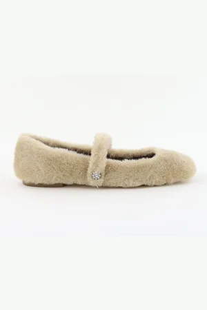 Bibi Lou Ballerinas met bont beige