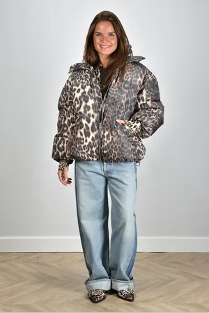 Ganni Oversized puffer jack dierenprint