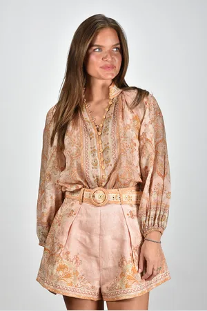 ZIMMERMANN Blouse Acacia Billow met rouleau lussen roze