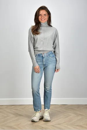 Mother High-rise jeans Hustler Ankle Fray blauw
