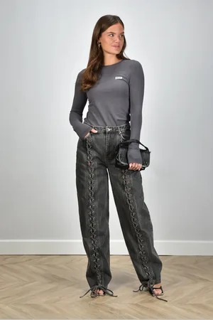ROTATE Jeans Denim Lace Leg 113887100 zwart