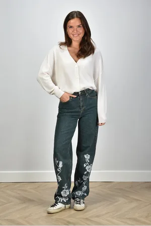 ROTATE Jeans straight leg met print blauw