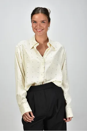 Rohe RÓHE blouse met zwarte stippen crème