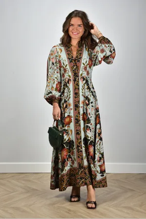 Farm Rio Jurk lang met bloemenprint blauw