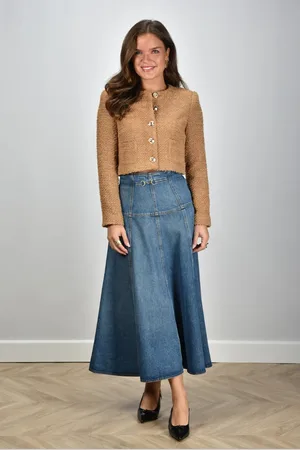 ULLA JOHNSON Denim midirok Brigette blauw
