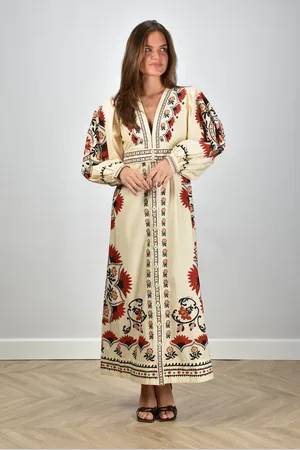 Farm Rio Lange jurk 328978 cashew mandala crème