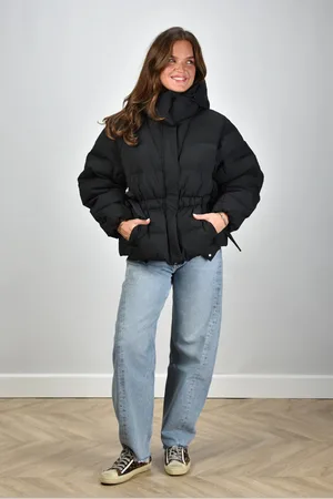 Ganni Puffer jas met strik detail F9496 black