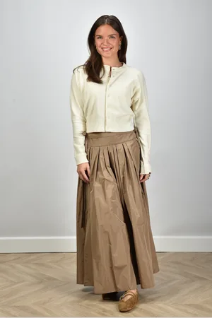 Max Mara S lange rok Gea met plooien beige