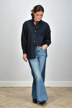 Mother Jeans Tux Sidestepper Sneak Fray 11568-1085 met streep blauw