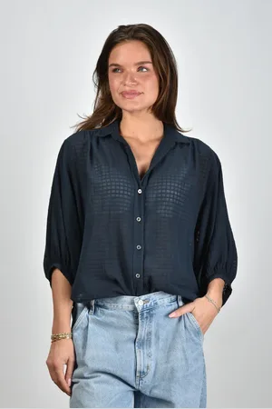 Academia Blouse Priscilla met knoopsluiting blauw