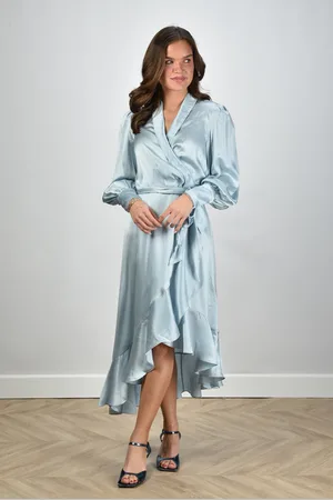 ZIMMERMANN Jurk Silk Wrap Midi met wikkelsilhouet blauw