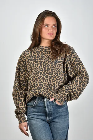 ANINE BING Oversized trui Miles met ronde hals dierenprint