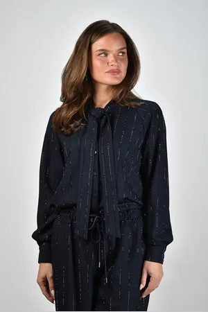 Self-Portrait Blouse met strass-streepjes blauw