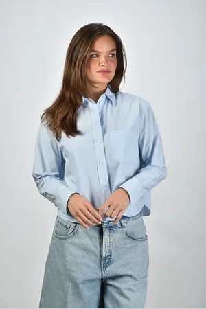 Academia Katoenen blouse Mia met lange mouwen blauw